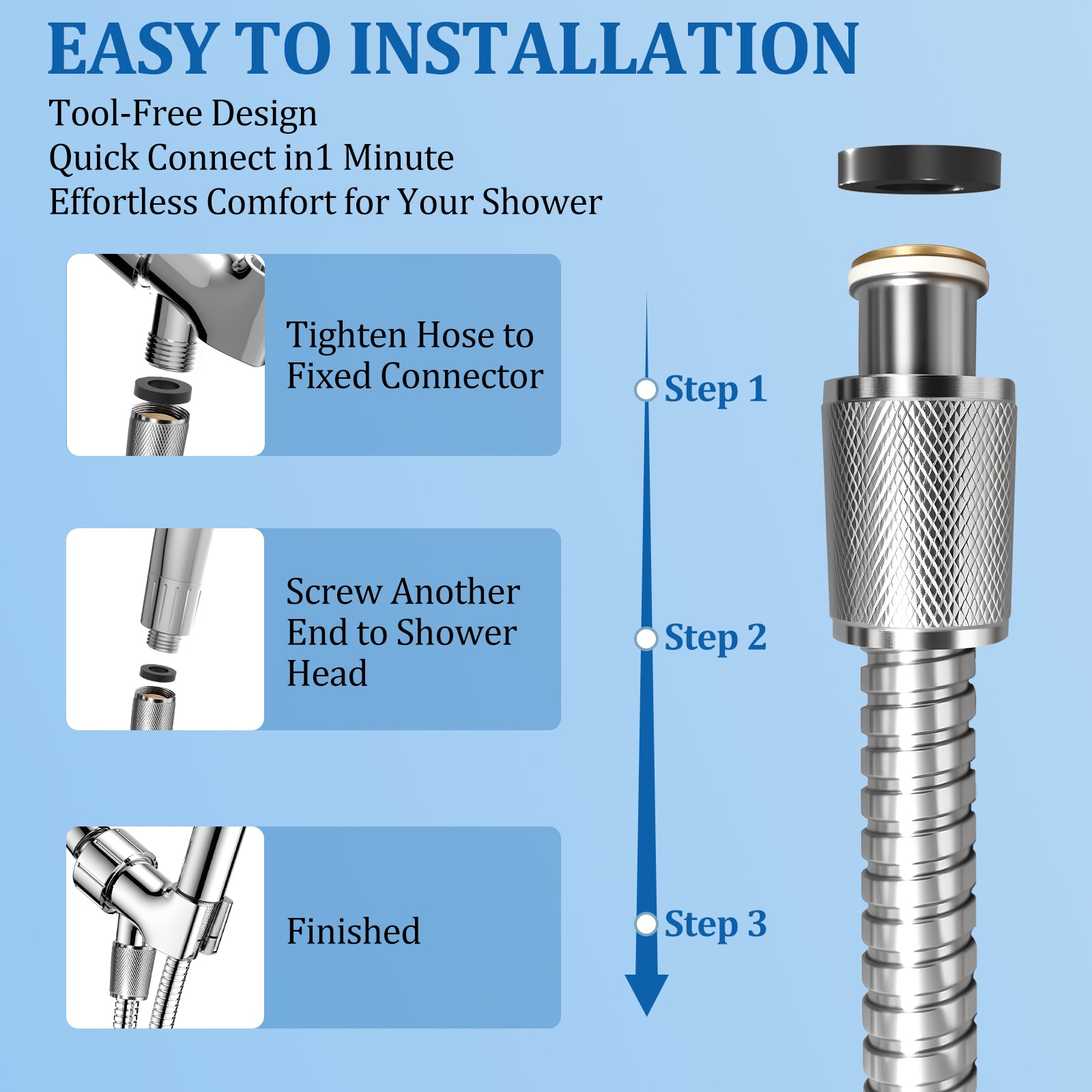 FEELSO 71 inch Shower Hose for Handheld Shower Head